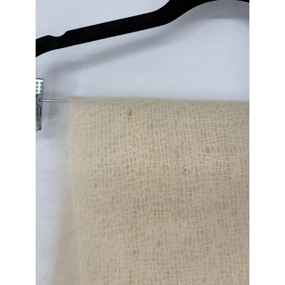 Designer Cream White Glen Cree 100% Mohair Halo Unisex Scarf Scotland! Poor Cnd!